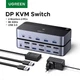 Коммутатор UGREEN AK700 DisplayPort 8K Dual Monitor KVM Switch 2 in 2 Out с возможностью совместного использования монитора, клавиатуры, мыши, принтера с поддержкой HDR 3D для 2 ПК Black (55851) - изображение 1