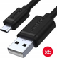 Kabel Unitek USB-A - microUSB 2x0.3m, 3x0.2m (5-pack) Black (Y-C4007BK) - obraz 1