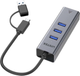 USB-хаб Unitek 4-in-1 Ethernet 3 x USB A 5Gbps USB-C з адаптером USB A Space Grey (Y-3088B) - зображення 3