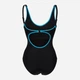 Купальник слитный женский Arena Tania Clip Back Swimsuit One P 005974-580 48 Черный/Голубой (3468336867785) - изображение 4