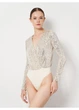 Боди лонгслив H&M XS Бежевый 1199877_паетки_01 - изображение 1