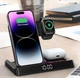 Док станция беспроводная зарядка Qi Fast Wireless Charger OW-27 15W, Watch/AirPods/Phone 4в1 - изображение 1
