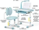 Комплект Evo-kids BD-20 Парта + стілець + лампа Блакитний (BD - 20 BL) - зображення 3