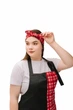 Комплект фартука с нагрудникои и двухстороннею солохою Клетка красная - изображение 3