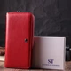 Стильный кошелек-клатч для женщин на одно отделение из натуральной кожи ST Leather 22561 Красный - изображение 10