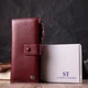 Вертикальный женский кошелек-клатч из натуральной кожи ST Leather 22535 Бордовый - изображение 11