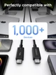 Кабель Thunderbolt 5 Ugreen L703 USB-C to USB-C быстрая зарядка PD3.1 240W для MacBook, iPad, Samsung, Xiaomi 120Gbps 16K/60Hz 1m Black (45996) - изображение 6