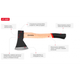 Топор 800 г, ручка пекан, 48-57 HRC INTERTOOL HT-0257 - изображение 7