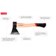 Топор 600 г, ручка пекан, 48-57 HRC INTERTOOL HT-0256 - изображение 7