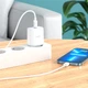 Мережевий зарядний пристрій з кабелем Hoco C104A Stage single port PD20W charger set (C to iP) (EU) White (6931474782908) - зображення 8