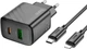 Мережевий зарядний пристрій з кабелем Hoco CS23A Sunlight dual-port PD30W+QC3.0 charger set (C to iP) (EU) Black (6942007609951) - зображення 4