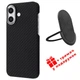 Чехол карбоновый с магнитом Proove Carbon Slim with Magnetic Ring iPhone 16 Black - изображение 1