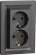 Розетка подвійна з заземленням Schneider Electric Asfora Антрацит EPH9900171 - изображение 1