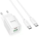 СЗУ Hoco C147A Charm PD20W+QC3.0 charger set(Type-C to Type-C)(EU) White - изображение 1