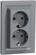 Розетка подвійна з заземленням Schneider Electric Asfora Сталь EPH9900162 - изображение 1