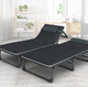 Раскладная кровать с Mesh-матрасом и подушкой LEOBRO Striped 193х68х30 см, с регулировкой спинки, черная в полоску - изображение 2