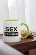 Чашка з принтом "Trainer" на подарунок для друга, подруги, хлопця, дівчини керамічна 330 мл біла з зеленою ручкою - зображення 2