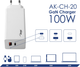 Мережевий зарядний пристрій AKYGA USB-A + USB-C 100W White (AK-CH-20) - зображення 4