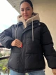 Куртка женская Lady Yep 8096 оверсайз с капюшоном и мехом тедди 46 черная - изображение 3