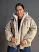 Куртка женская Lady Yep 8096 оверсайз с капюшоном и мехом тедди 46 капучино - изображение 2