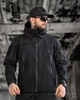 Чоловіча Куртка з капюшоном Softshell на флісі чорна розмір 2XL - изображение 1