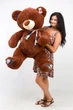 Плюшевий ведмедик з шарфиком Teddy Boom Клітина 130 см шоколадний - зображення 3