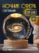 Светильник 3D шар "Млечный пуль" на подставке теплый цвет USB. Cветильник-ночник - изображение 1