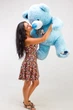 Плюшевый мишка с шарфом Teddy Boom Клетка 130 см голубой - изображение 3