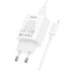 Сетевое зарядное устройство адаптер Hoco C143A Benefit |1Type-C, 3A/20W, поддержка быстрой зарядки PD/QC, многоуровневая система защиты, широкая совместимость| + Кабель Type-C to Lightning в комплекте |1 м| Белый - изображение 3