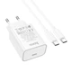 Сетевое зарядное устройство адаптер Hoco C143A Benefit |1Type-C, 3A/20W, поддержка быстрой зарядки PD/QC, многоуровневая система защиты, широкая совместимость| + Кабель Type-C к Type-C в комплекте |1 м, 60 Вт| Белый - изображение 2