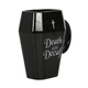 Чашка в готичному стилі у формі труни з написом Death before decaf - зображення 4