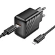 Мережевий зарядний пристрій Hoco CS24A, 1Type-C, PD, QC 25W, Type-C to Lightning, Чорний - зображення 4