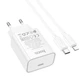Мережевий зарядний пристрій Hoco C143A, Type-C, PD, white, кабель Type-C to Lightning - зображення 3