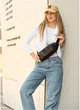 Женская кожаная сумка через плечо бананка Sambag Holster MSH черная с перфорацией - изображение 1