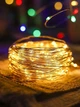 Гирлянда роса нить 100 LED 10 м светодиодная на батарейках типа АА теплый белый цвет BRS Gold - изображение 2