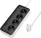 Мережевий подовжувач Hoco AC22 Sunlight 4-bit (PD30W/1C3A) desktop socket (EU/GER) (L=3M) Black (6942007636728) - зображення 1
