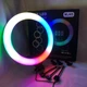 Кольцевая LED лампа RGB MJ45 Ring 45 см комплектация адаптер со встроенным кабелем, держатели для телефона, пульт - изображение 6