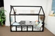 Детская кровать домик Монтессори BUSY WOOD напольная с ламелями Модель 2 200х90 см черный - изображение 1