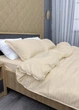 Комплект постільної білизни Страйп-сатин Двоспальний 180х220 з простирадлом на резинці Кремовий (88-102) - зображення 8