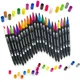 Акварельные двусторонние маркеры Dual Brush 80 шт. - художественные фломастеры на водной основе для рисования, раскрасок, скетчинга, каллиграфии, иллюстраций и дизайна. Набор акварельных маркеров-брашпенов с эффектом акварели в чехле-сумке - изображение 8