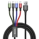 Многофункциональный кабель Baseus 4-в-1, USB – Lightning + MicroUSB + 2×Type-C, 1.2 м Черный - изображение 1