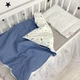 Плед натуральный в кроватку или коляску для новорожденного Oh My Kids "Перья" пике цвет джинс - изображение 9