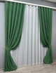 Комплект штор VR-Textil Микровелюр Petek 200х270 2шт и Тюль 500х270 1709ш-1153т Зеленыйс белым 71-032/6 - изображение 2