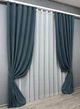 Комплект штор VR-Textil Микровелюр Petek 100х270 2шт и Тюль 300х270 1489ш-1153т Серо-голубой с белым 71-033/1 - изображение 2