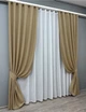 Комплект штор VR-Textil Лен Мешковина 150х270 2шт и Тюль 500х270 673ш-115т Капучино с белым 71-035/4 - изображение 2