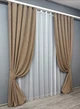 Комплект штор VR-Textil Микровелюр Petek 150х270 2шт и Тюль 400х270 1701ш-1153т Капучино с белым 71-055/3 - изображение 2