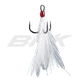 Крючок тройной с оперением BKK Feathered Spear-21 SS №8 White (3шт) - изображение 1