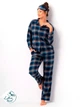 Пижама (рубашка + штаны) женская хлопковая Key Night&Day LNS 431 B25 L Синий/Коричневый (5904765691662) - изображение 1