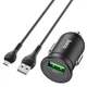 Автомобільний зарядний пристрій Hoco Z43, USB, QC, чорний, кабель USB to MicroUSB - зображення 1