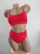 Жіночий роздільний купальний в рубчик із завищеною талією New Style L червоний (6-125) - изображение 2